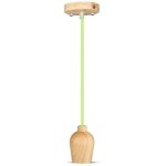 Lustre led en bois avec douille e27 (max 60w) avec cble vert