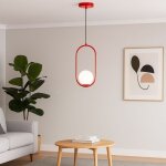 Suspension boule en verre  john  - e27 - � 15cm - rouge