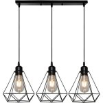 Suspension cage forme diamant contemporain lampe plafonnier corde ajustable luminaire lustre pour cuisine ...