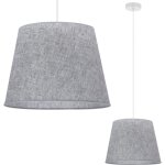 Suspension c�ne en lin blanc 1 plateau abat - jour gris l03 38cm