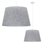 Suspension c�ne en lin blanc 1 plateau abat - jour gris l03 44cm