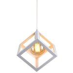 Suspension contemporain forme cube carr�, e27 lustre abat - jour industrielle m�tal fer pour salon salle ...