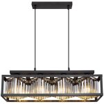 Suspension en cristal petite lampe suspendue salon lampe suspendue moderne table  manger noir, mtal ...
