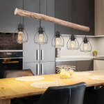 Suspension design en bois avec abat - jour grillag suspension avec poutres en bois 5 flammes, mtal ...