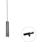 Suspension design noire avec adaptateur de rail monophas� - slimline tuba small - qazqa