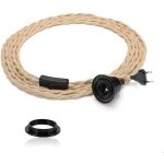 Suspension diy avec corde de chanvre, cable textile, lampe suspendue e27 avec interrupteur et fiche, ...