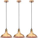 Suspension filaire en m�tal e27 lustre plafonnier vintage r�tro 27cm x 12, 5cm dor� et blanc 3pcs