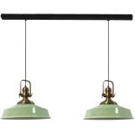 Suspension industrielle double en m�tal noir peint � la main ? lustre vintage e27 �41 cm pour salon, ...