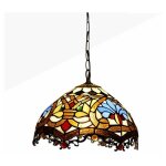 Barcelona led - suspension d'inspiration tiffany avec mosa�que florale en verre