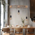 Suspension lampe en bois 3 flammes lampe de table  manger design palette lampe suspendue  rgler, mtal ...