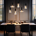 Suspension lampe  suspension lampe de salle  manger lampe de salon, verre mtallique couleur fume, ...