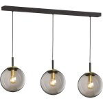 Fischer&honsel - suspension, lampe de salon, plafonnier, lampe de salle � manger, m�tal noir, verre fum�, ...