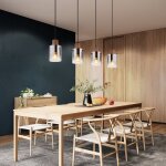 Globo lighting - suspension lampe suspendue lampe en bois lampe de salon 4 flammes verre fum�