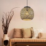 Lampe � suspension en bambou, lampe de table � manger, lampe de salon, style boh�me, tresse, 1x e27, ...