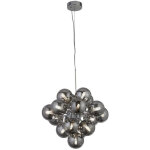 Suspension lampe suspendue plafonnier lampe de salon verre fum� chrome d 41 cm
