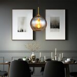 Lampe  suspension lampe de table  manger boule de verre ambre lampe de salon laiton, 1x e27, dxh 25x120 ...