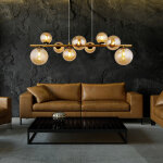 Suspension lampe suspension lampe de table à manger lampe boule 9 flammes verre, ambre noir, 9x g9 led ... Suspension lampe suspension lampe de table à manger lampe boule 9 flammes verre, ambre noir, 9x g9 led ...