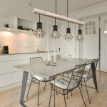 Suspension, lampe de table  manger, lampe industrielle en bois, rglable en hauteur, maison de campagne, ...