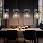 Lampe  suspension noire lampe de table  manger 4 flammes verre fum lampe  suspension, mtal noir, ...