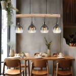 Suspension lampe de table à manger lampe de salon lampe de salle à manger, métal bois verre fumé noir, ... Suspension lampe de table à manger lampe de salon lampe de salle à manger, métal bois verre fumé noir, ...