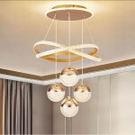 Suspension led dor�e moderne, plafonnier, 220v, abat - jour sph�rique, intensit� variable tricolore, ...