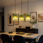 Suspension led lampe de table � manger lampe � suspendre salon 3 flammes, m�tal vert, clair, noir, 7w ...