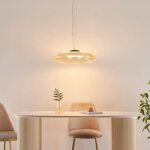 Suspension led moderne verre textur� ambr� et base noire - ossara