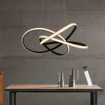 Suspension led pour salon noir hauteur r�glable � 62 cm 68 w anneaux lustre plafonnier dimmable avec ...