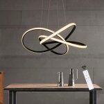 Suspension led salon noir lampe suspendue r�glable en hauteur diam�tre 62 cm 62 w anneaux lustre plafonnier ...