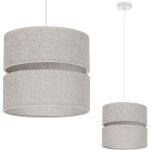 Suspension lin duo blanc 1 plateau abat - jour beige clair l01 20cm