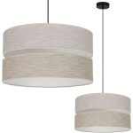 Suspension lin duo noir 1 plateau abat - jour beige clair - beige l06 40cm