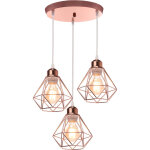 Suspension luminaire industrielle 16cm cage forme diamant 3 lumières doré rose luminaire salon hôtel ... Suspension luminaire industrielle 16cm cage forme diamant 3 lumières doré rose luminaire salon hôtel ...