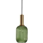 Suspension luminaire industrielle vintage en verre nervur�, plafonnier avec fini en laiton poli lustre, ...
