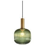 Suspension luminaire industrielle vintage en verre nervur, plafonnier avec fini en laiton poli lustre, ...