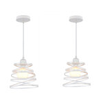 Suspensions luminaires moderne lustre plafonnier de design � spirale en cascade lampe m�tal �20cm blanc ...