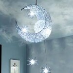 Suspension luminaire moderne disign lune et �toiles 5 lampes led lustre plafonnier suspension pour enfants ...