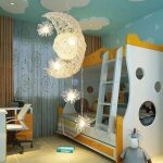 Suspension luminaire moderne disign lune et �toiles 5 lampes led lustre plafonnier suspension pour enfants ...