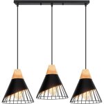 Suspension luminaire moderne industrielle bois lustre abat - jour m�tal vintage forme cage �25cm plafonnier ...