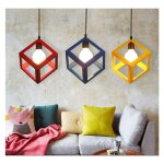 Suspension luminaire moderne suspension lustre en forme de cube plafonnier r�tro vintage rouge