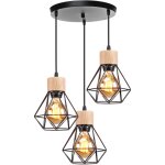 Suspension luminaire rtro lampe  suspension vintage noir  3 lumires, plafonnier d'intrieur moderne ...