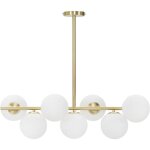 Suspension moderne design en m�tal dor� et globes en verre blanc glamy 7