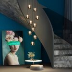 Suspension moderne lustre - 10 flammes en verre rond 200cm r�glable en hauteur table � manger suspension ...