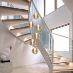 Suspension moderne lustre - 6 flammes en verre rond 150cm r�glable en hauteur table � manger suspension ...