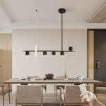 Suspension moderne noire, luminaire suspendu led  intensit variable avec spots, lustre led moderne ...