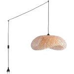 Barcelona led - suspension en osier 'vimet lite' avec interrupteur et prise - noir boho chic