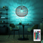 Suspension papier noir lampe � suspendre boule tress�e lampe de salon t�l�commande, changement de couleur ...