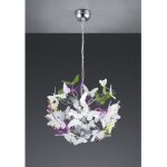 Suspension papillon 4xg9 chrome papillons multicolores �50 cm trio lighting