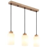 Suspension, plafonnier, applique, bois, marron, verre opale, 3 lumi�res, h 120 cm