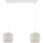 Suspension riffle blanc 2 abat - jour plats cylindre blanc e27