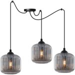 Suspension riffle spider noire abat - jour graphite 3 plaques cylindre e27